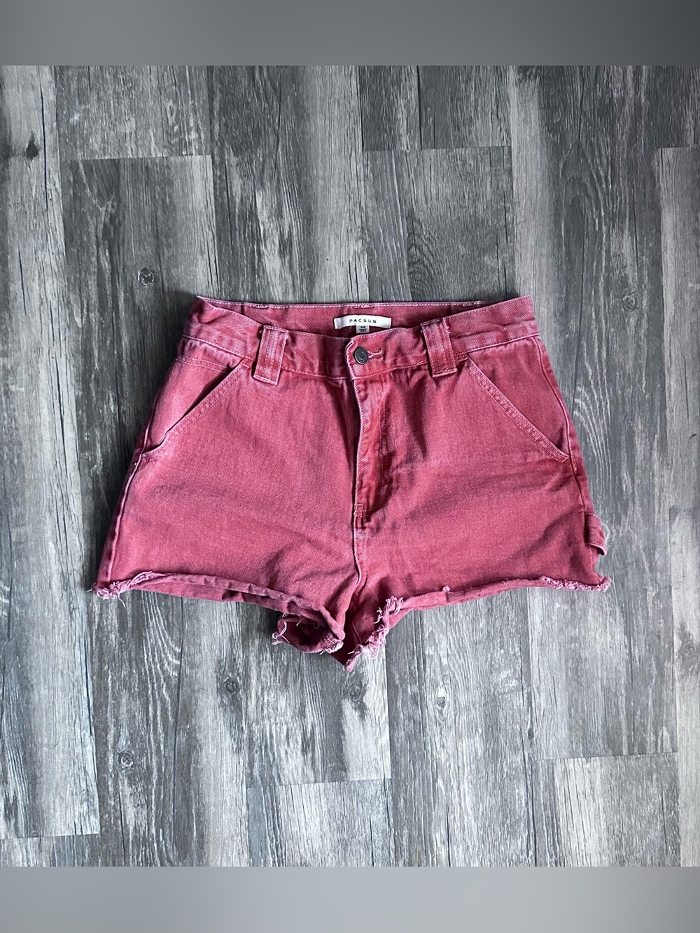 PacSun Clay Red Jean Utility Shorts Size 28 Women’s High Rise Denim Shorts